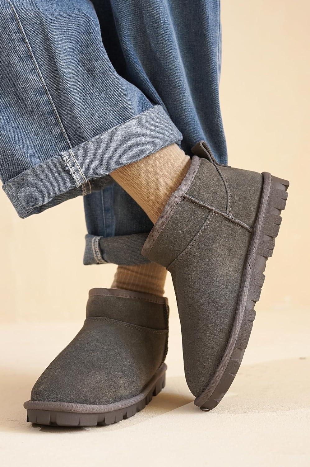 imageProject Cloud 100 Genuine Leather Ankle Boots for Women Water Resistant Womens Boots with Memory Foam Insole Comfortable Fall Shoes for Women 2025 HikeyGrey Suede