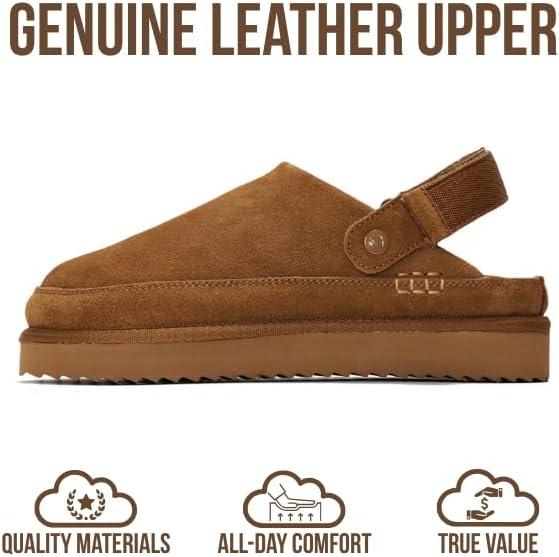 imageProject Cloud 100 Genuine Leather Clogs for Women Memory Foam Womens Clogs ampamp Mules with Adjustable Straps Lightweight Platform Shoes NonSlip Slides Goldstar CHSTNUT 75 Chestnut