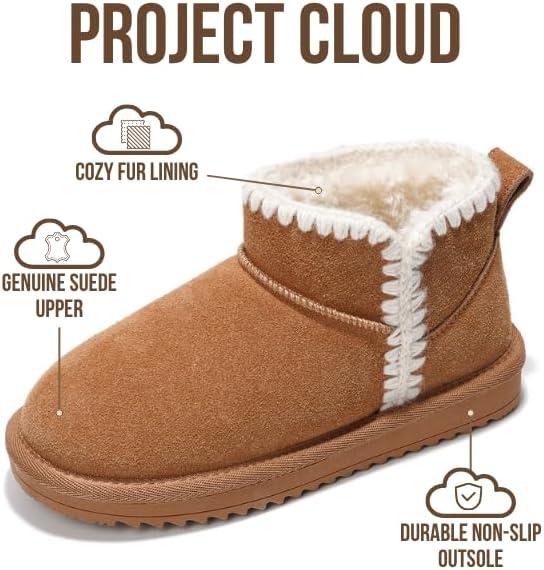 imageProject Cloud 100 Genuine Leather Girls Boots Water Resistant ampamp Lightweight Ankle Boots with Memory Foam Cozy ampamp Fur Non Slip Kids Boots for Girls ampamp Boys Perfect for FallChestnut Stitch