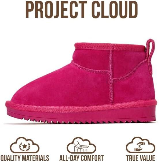 imageProject Cloud 100 Genuine Leather Girls Boots Water Resistant ampamp Lightweight Ankle Boots with Memory Foam Cozy ampamp Fur Non Slip Kids Boots for Girls ampamp Boys Perfect for FallFuschia Suede
