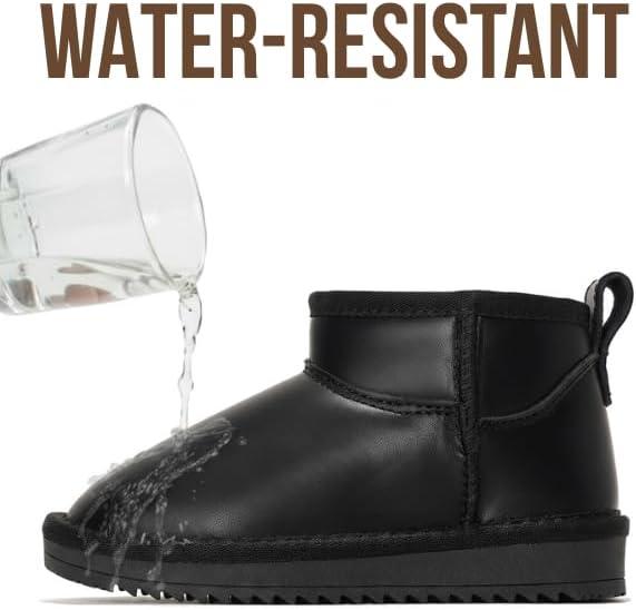 imageProject Cloud 100 Genuine Leather Girls Boots Water Resistant ampamp Lightweight Ankle Boots with Memory Foam Cozy ampamp Fur Non Slip Kids Boots for Girls ampamp Boys Perfect for FallBlack Leather