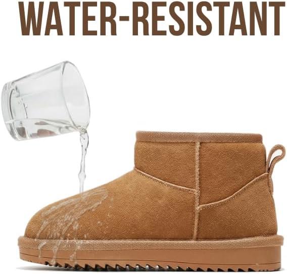 imageProject Cloud 100 Genuine Leather Girls Boots Water Resistant ampamp Lightweight Ankle Boots with Memory Foam Cozy ampamp Fur Non Slip Kids Boots for Girls ampamp Boys Perfect for FallChestnut