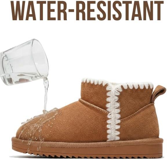 imageProject Cloud 100 Genuine Leather Girls Boots Water Resistant ampamp Lightweight Ankle Boots with Memory Foam Cozy ampamp Fur Non Slip Kids Boots for Girls ampamp Boys Perfect for FallChestnut Stitch