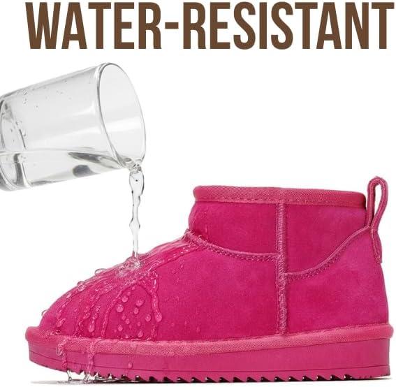 imageProject Cloud 100 Genuine Leather Girls Boots Water Resistant ampamp Lightweight Ankle Boots with Memory Foam Cozy ampamp Fur Non Slip Kids Boots for Girls ampamp Boys Perfect for FallFuschia Suede