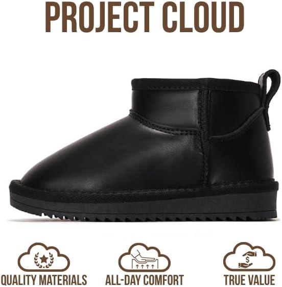 imageProject Cloud 100 Genuine Leather Girls Boots Water Resistant ampamp Lightweight Ankle Boots with Memory Foam Cozy ampamp Fur Non Slip Kids Boots for Girls ampamp Boys Perfect for FallBlack Leather
