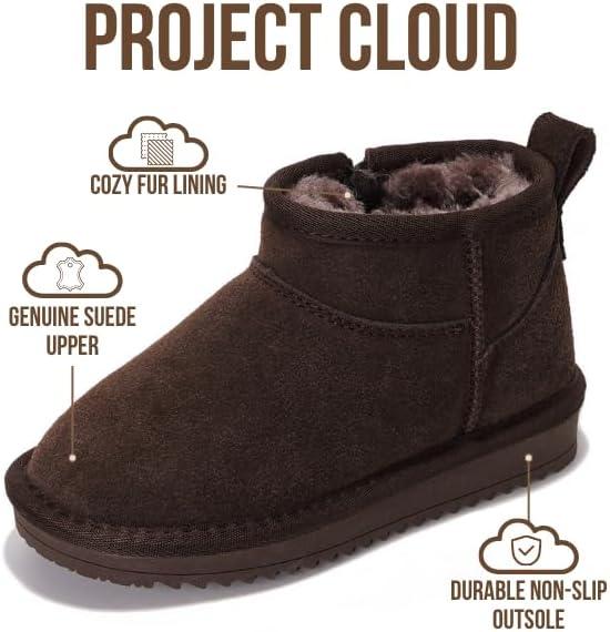 imageProject Cloud 100 Genuine Leather Girls Boots Water Resistant ampamp Lightweight Ankle Boots with Memory Foam Cozy ampamp Fur Non Slip Kids Boots for Girls ampamp Boys Perfect for FallChocobrown Suede