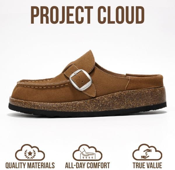 imageProject Cloud 100 Genuine Leather MoccasinStyle Clogs for Women Memory Foam and Water Resistant Mules Slipon NonSlip and Durable Clogs Casual Shoes for Women Footwear CarlineChestnut