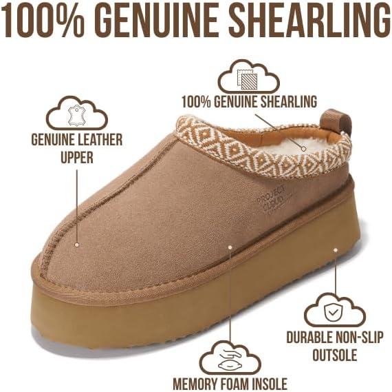 imageProject Cloud 100 Genuine Leather Platform Slippers for Women Soft Memory Foam Womens Slippers ampamp Supportive Clogs for Women 2025 Cozy Stylish Everyday Footwear SayreWheat