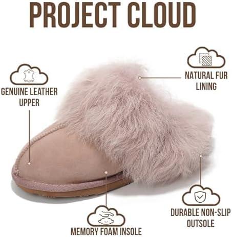 imageProject Cloud 100 Genuine Leather Slippers for Women Footwear with Genuine Fur Lining Womens Clogs ampamp Mule NonSlip IndoorOutdoor Scuff Womens Slippers with Memory Foam Insole HenkaScuff Furpink