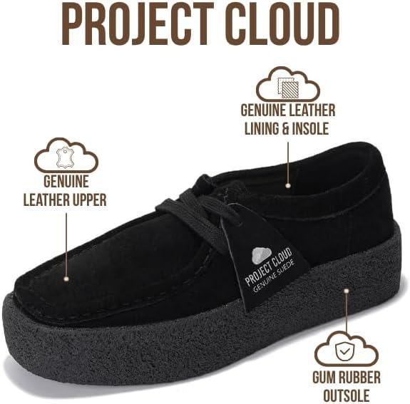 imageProject Cloud 100 Genuine Leather Womens Shoes NonSlip Platform Loafers for Women with Memory Foam Insole Stylish Oxford Fall Shoes for Women 2025 WALLYCHUNKYBlack Suede