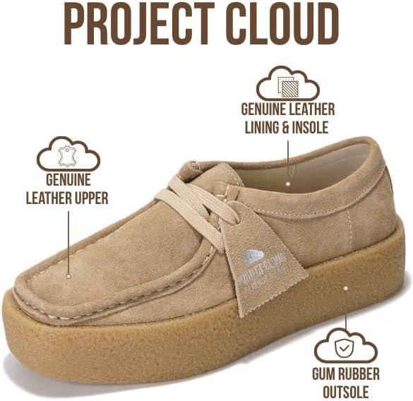 imageProject Cloud 100 Genuine Leather Womens Shoes NonSlip Platform Loafers for Women with Memory Foam Insole Stylish Oxford Fall Shoes for Women 2025 WALLYCHUNKYWheat Suede