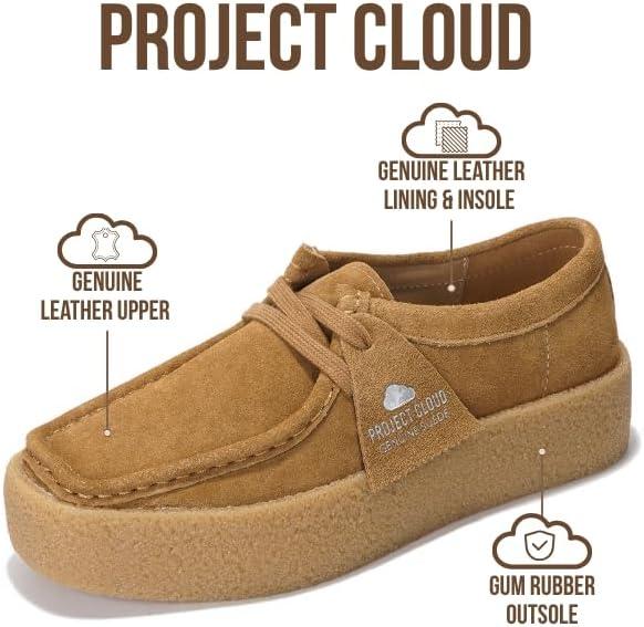 imageProject Cloud 100 Genuine Leather Womens Shoes NonSlip Platform Loafers for Women with Memory Foam Insole Stylish Oxford Fall Shoes for Women 2025 WALLYCHUNKYTan Suede