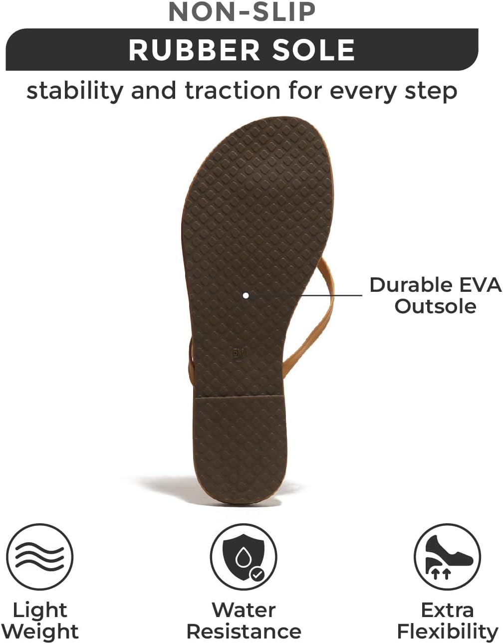 imageProject Cloud Flip Flops for Women Memory Foam Flats Summer Sandals for Women 2025 Vegan Leather Lightweight Womens Sandals Summer Beach Essentials SlidesTan