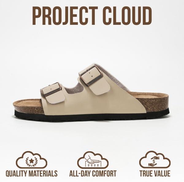 imageProject Cloud Genuine Leather Flat Sandals Women 2025 Beach Essentials Womens Sandals Memory Foam Vacation Essentials Slides for Women Footwear VenitaBeige