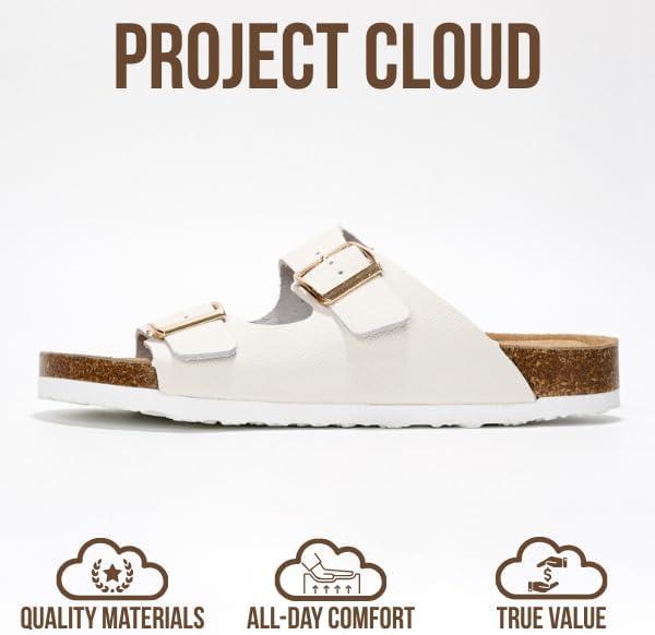 imageProject Cloud Genuine Leather Flat Sandals Women 2025 Beach Essentials Womens Sandals Memory Foam Vacation Essentials Slides for Women Footwear VenitaIvory