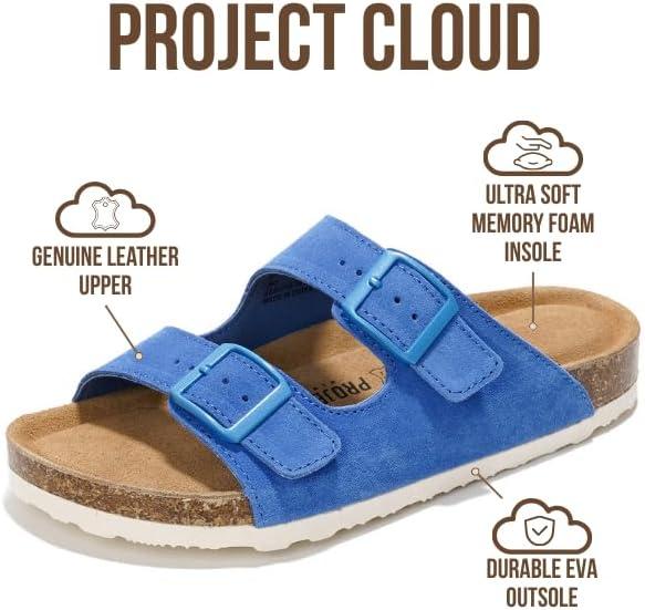 imageProject Cloud Genuine Leather Flat Sandals Women 2025 Beach Essentials Womens Sandals Memory Foam Vacation Essentials Slides for Women Footwear VenitaOcean