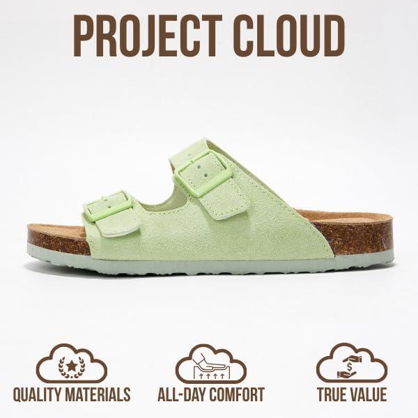 imageProject Cloud Genuine Leather Flat Sandals Women 2025 Beach Essentials Womens Sandals Memory Foam Vacation Essentials Slides for Women Footwear VenitaSage