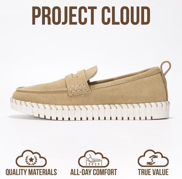 imageProject Cloud Genuine Leather Loafers for Women Memory Foam Womens Shoes Non Slip Spring Loafers Flexible Sole Fashion Shoes for Women 2025 Filide BEIG 85