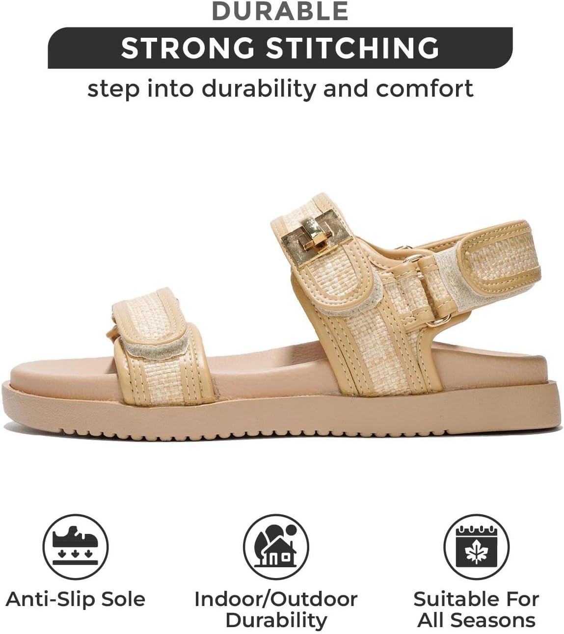 imageProject Cloud Genuine Leather Platform Sandals Women Footwear Comfortable and Adjustable Strappy Summer Sandals for Women 2025 Memory Foam and NonSlip Slingback Beach SlidesRaffia