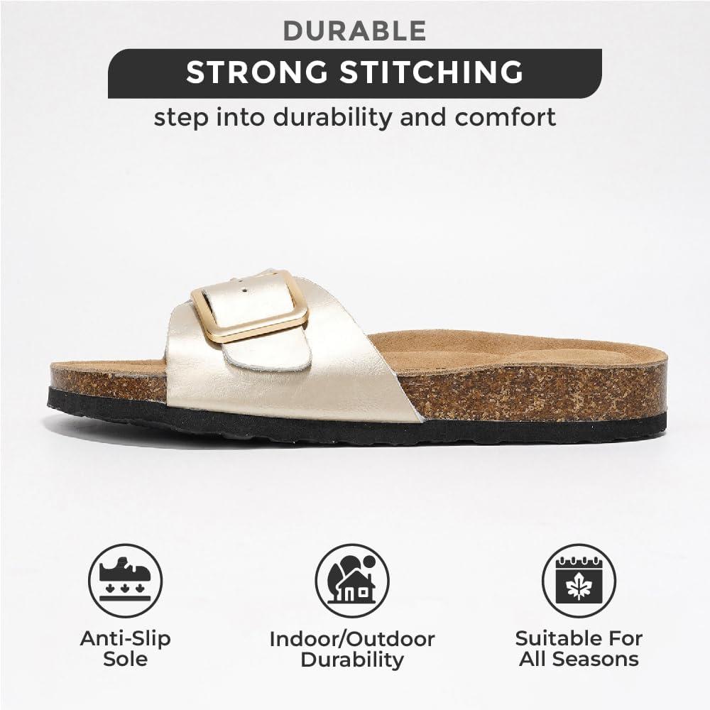 imageProject Cloud Genuine Leather Sandals Women Dressy Summer Beach Essentials Flip Flops ampamp Slides with Memory Foam Insole Womens Sandals Comfortable FootwearLight Gold