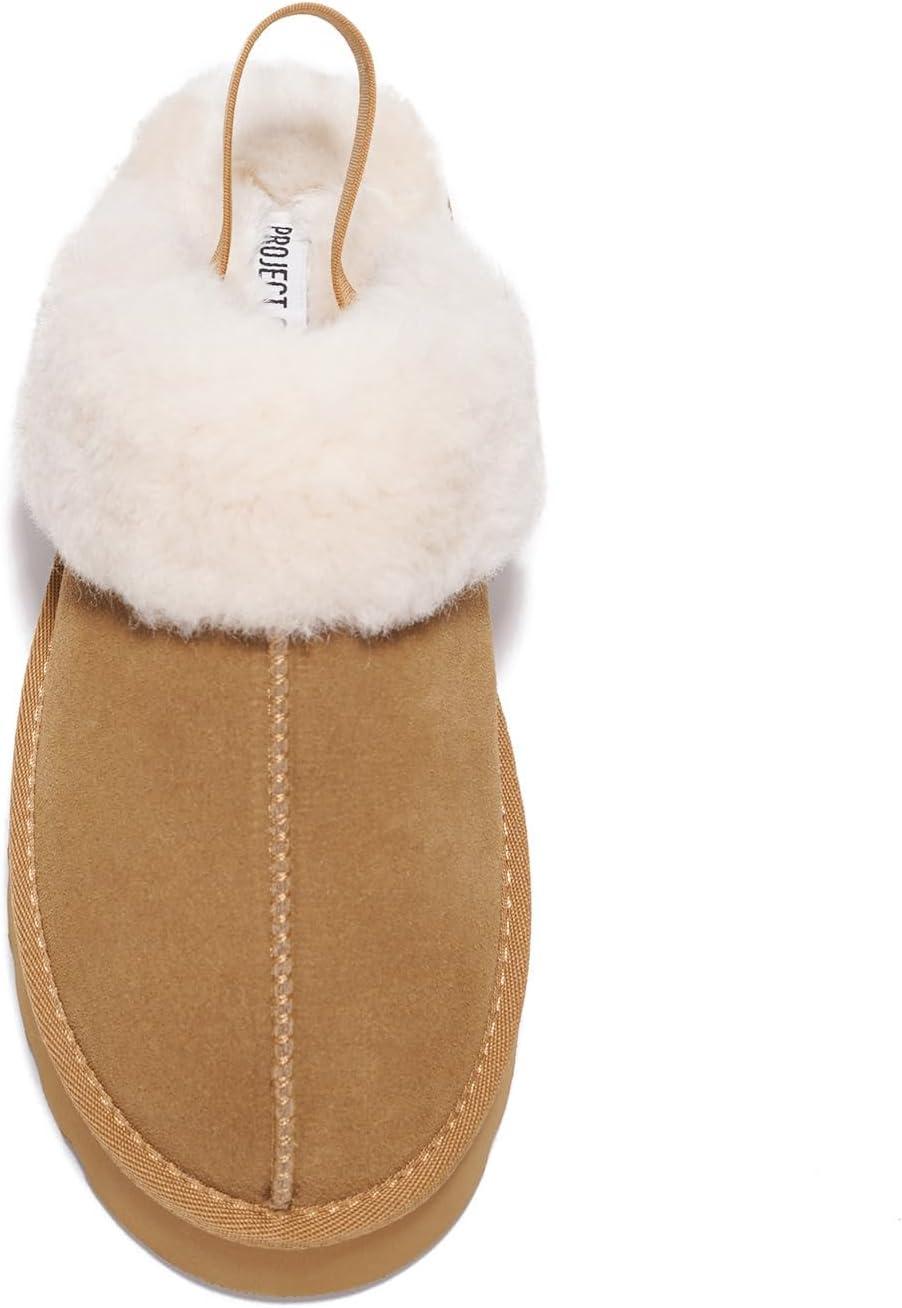 imageProject Cloud Genuine Suede Slippers for Women Indoor ampamp Outdoor Disquette Womens Sandals Memory Foam Clogs for Women Shoes Fur WaterResistant House Shoes for Women Footwear SlingyChestnut