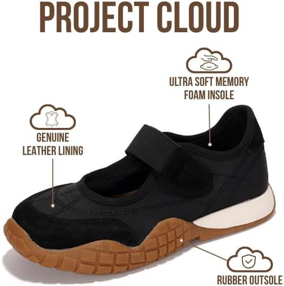 imageProject Cloud Girls Shoes Memory Foam Insole Kids Shoes Girls Sneakers Lightweight Mary Jane Flats ampamp NonSlip Comfortable Kids Sneakers Little DonnaBlack