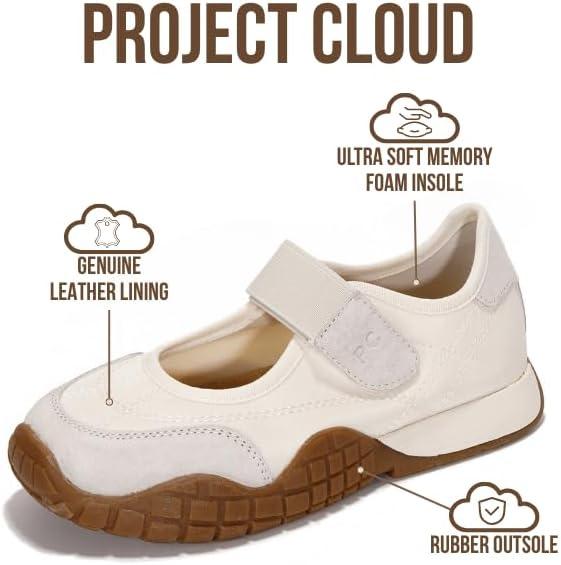 imageProject Cloud Girls Shoes Memory Foam Insole Kids Shoes Girls Sneakers Lightweight Mary Jane Flats ampamp NonSlip Comfortable Kids Sneakers Little DonnaWhite