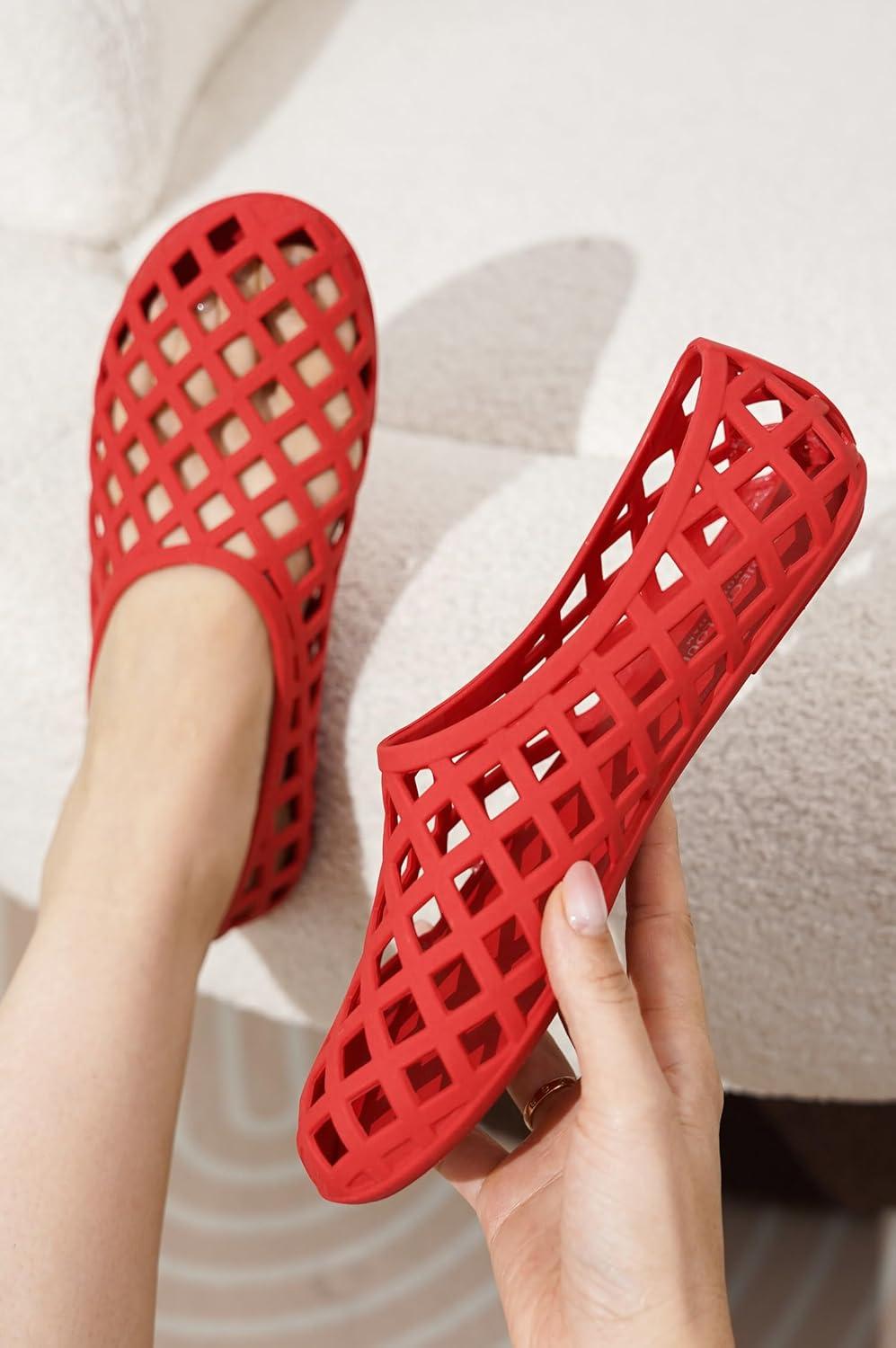 imageProject Cloud Jelly Shoes Women Lightweight ampamp WaterResistant Womens Flats Sandals Non Slip Womens Shoes Perfect Summer Jelly Flats for Women 2025 JellzRed