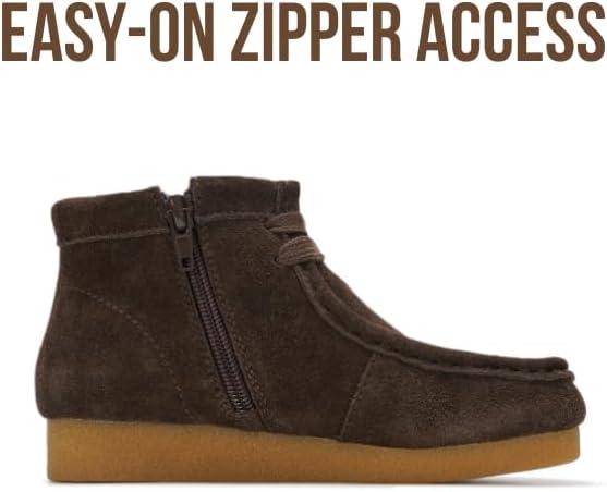 imageProject Cloud Kids Boots 100 Genuine Leather Chukka NonSlip Fall Shoes Girls Boots for Kids with Memory Foam Insole ampamp Gum Rubber Sole Boys ampamp Girls Shoes Kids WallybootDark Choco Brown Suede