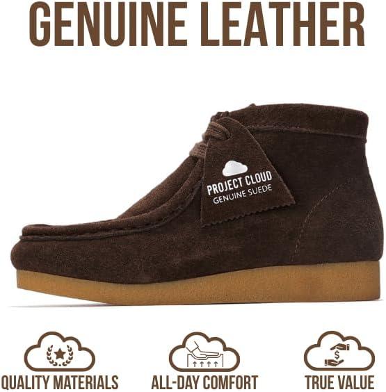 imageProject Cloud Kids Boots 100 Genuine Leather Chukka NonSlip Fall Shoes Girls Boots for Kids with Memory Foam Insole ampamp Gum Rubber Sole Boys ampamp Girls Shoes Kids WallybootDark Choco Brown Suede