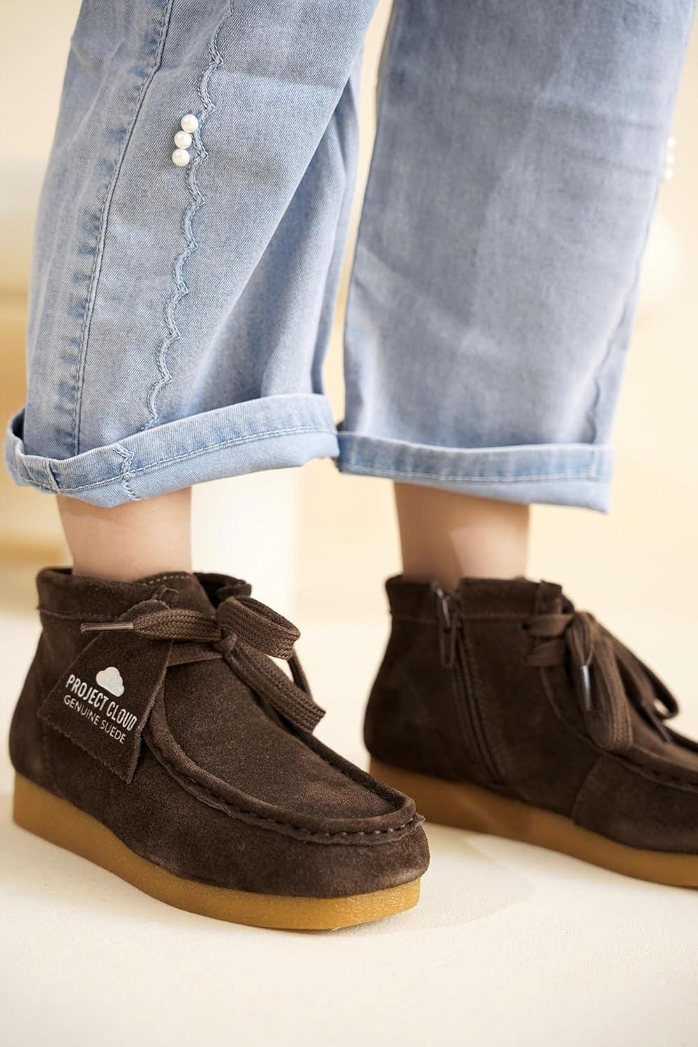 imageProject Cloud Kids Boots 100 Genuine Leather Chukka NonSlip Fall Shoes Girls Boots for Kids with Memory Foam Insole ampamp Gum Rubber Sole Boys ampamp Girls Shoes Kids WallybootDark Choco Brown Suede