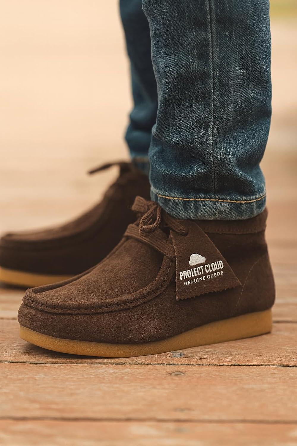 imageProject Cloud Kids Boots 100 Genuine Leather Chukka NonSlip Fall Shoes Girls Boots for Kids with Memory Foam Insole ampamp Gum Rubber Sole Boys ampamp Girls Shoes Kids WallybootDark Choco Brown Suede