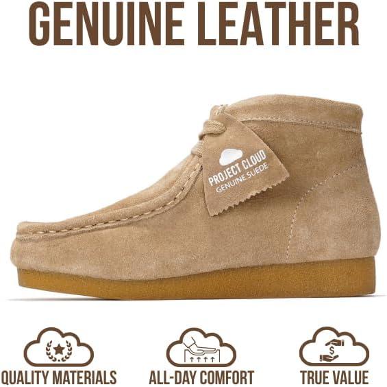 imageProject Cloud Kids Boots 100 Genuine Leather Chukka NonSlip Fall Shoes Girls Boots for Kids with Memory Foam Insole ampamp Gum Rubber Sole Boys ampamp Girls Shoes Kids WallybootWheat Suede