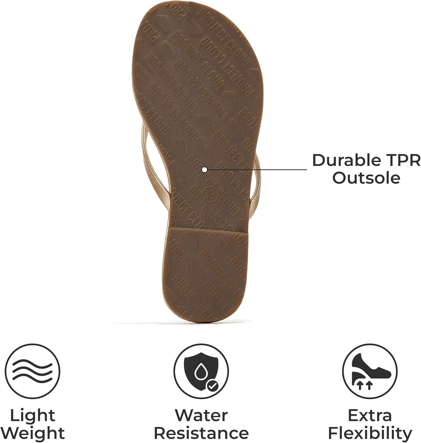 imageProject Cloud Kids Sandals For Girls Footwear with Memory Foam Insole Kids Flip Flops Lightweight ampamp Slip Resistant Girls Sandals Summer Beach Essentials Little FoundationsGold