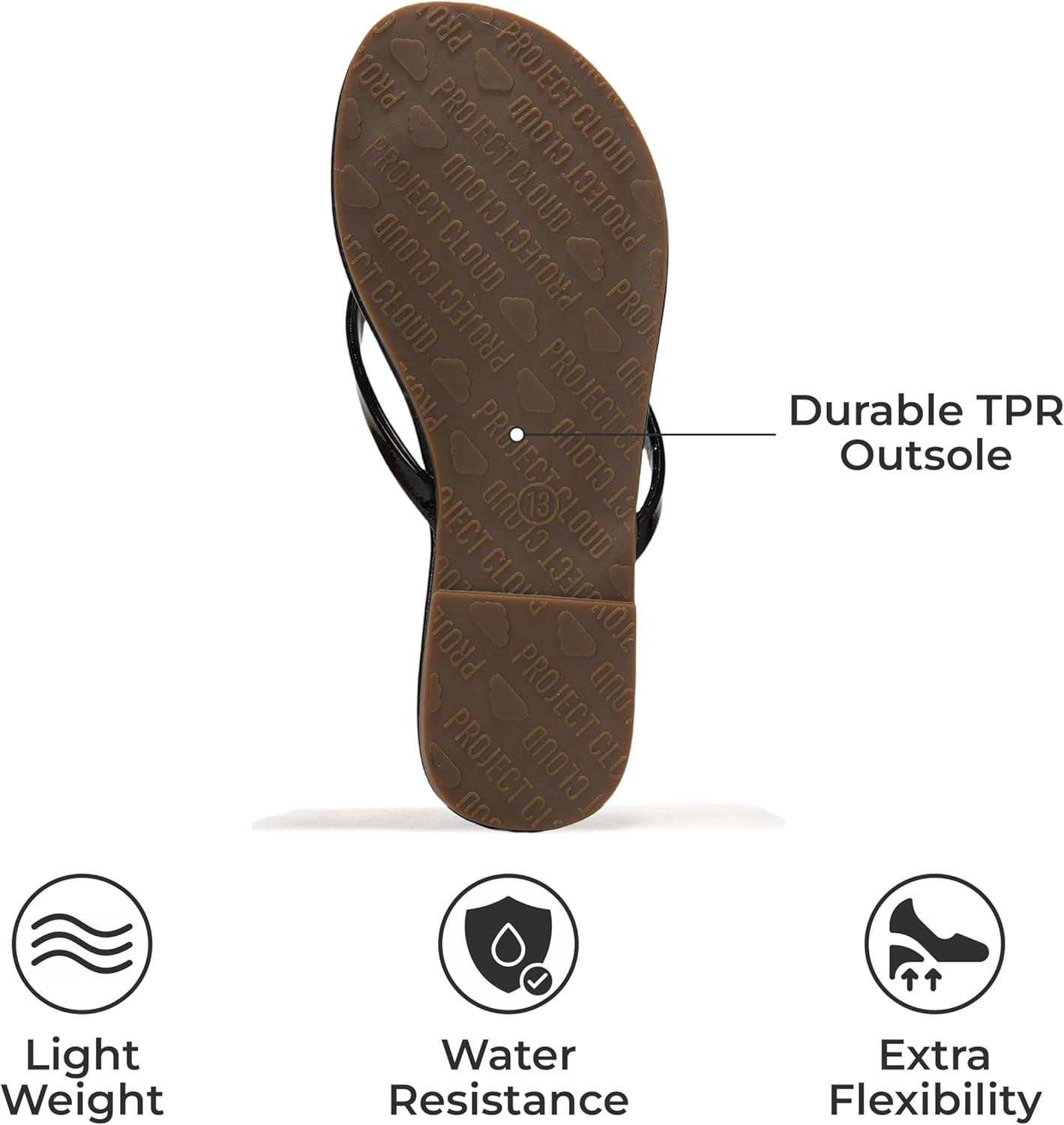 imageProject Cloud Kids Sandals For Girls Footwear with Memory Foam Insole Kids Flip Flops Lightweight ampamp Slip Resistant Girls Sandals Summer Beach Essentials Little FoundationsBlack Patent