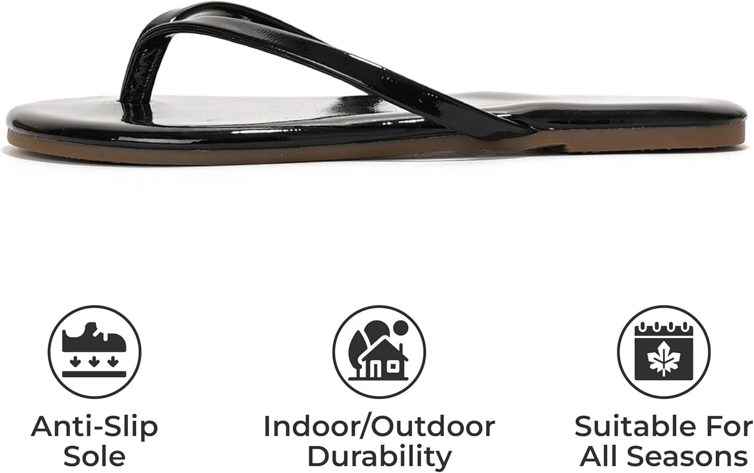 imageProject Cloud Kids Sandals For Girls Footwear with Memory Foam Insole Kids Flip Flops Lightweight ampamp Slip Resistant Girls Sandals Summer Beach Essentials Little FoundationsBlack Patent