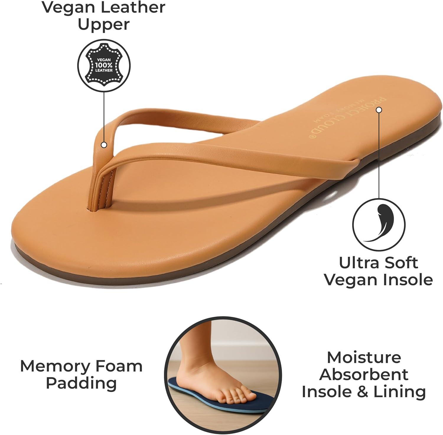 imageProject Cloud Kids Sandals For Girls Footwear with Memory Foam Insole Kids Flip Flops Lightweight ampamp Slip Resistant Girls Sandals Summer Beach Essentials Little FoundationsTan