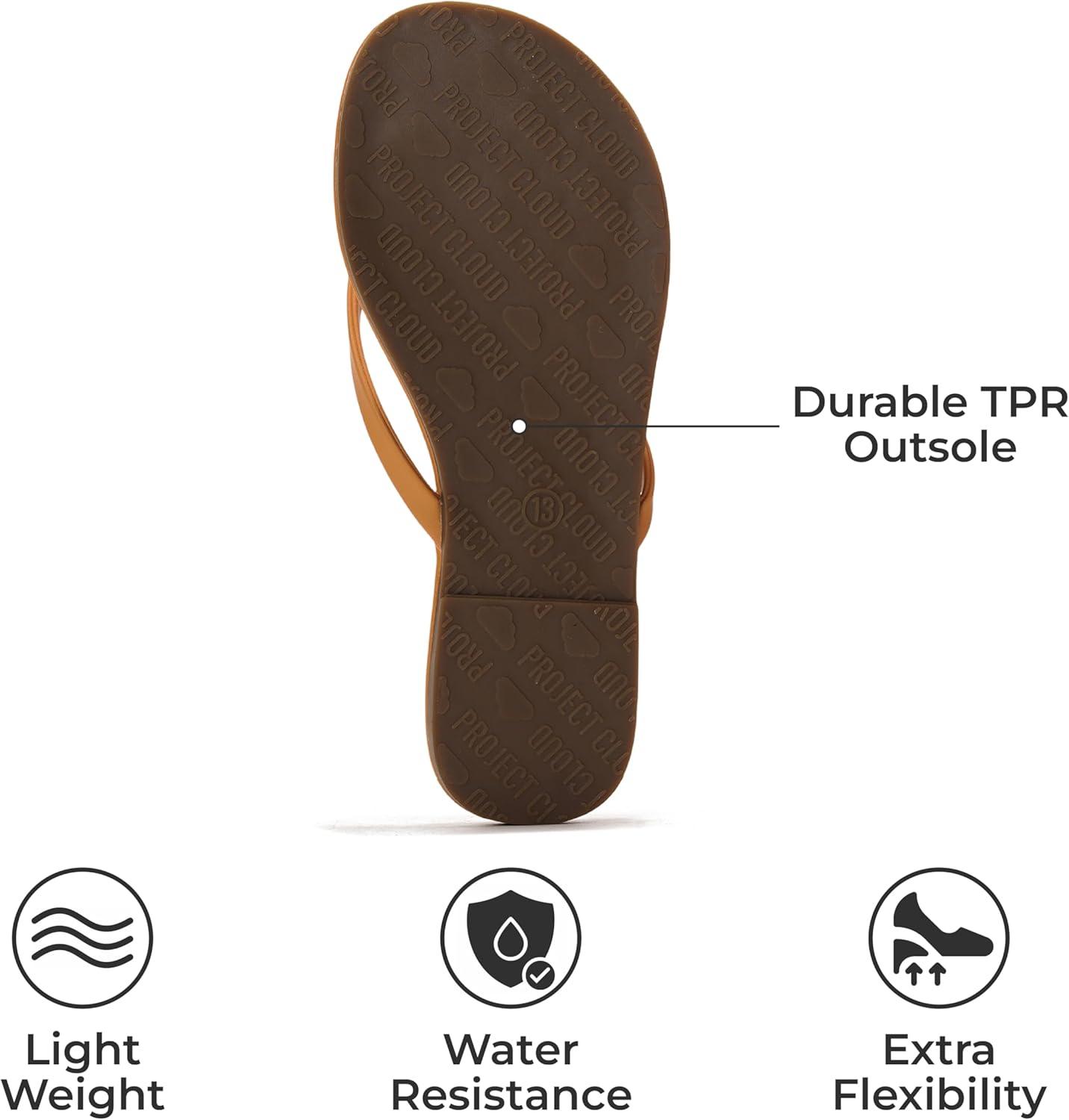 imageProject Cloud Kids Sandals For Girls Footwear with Memory Foam Insole Kids Flip Flops Lightweight ampamp Slip Resistant Girls Sandals Summer Beach Essentials Little FoundationsTan