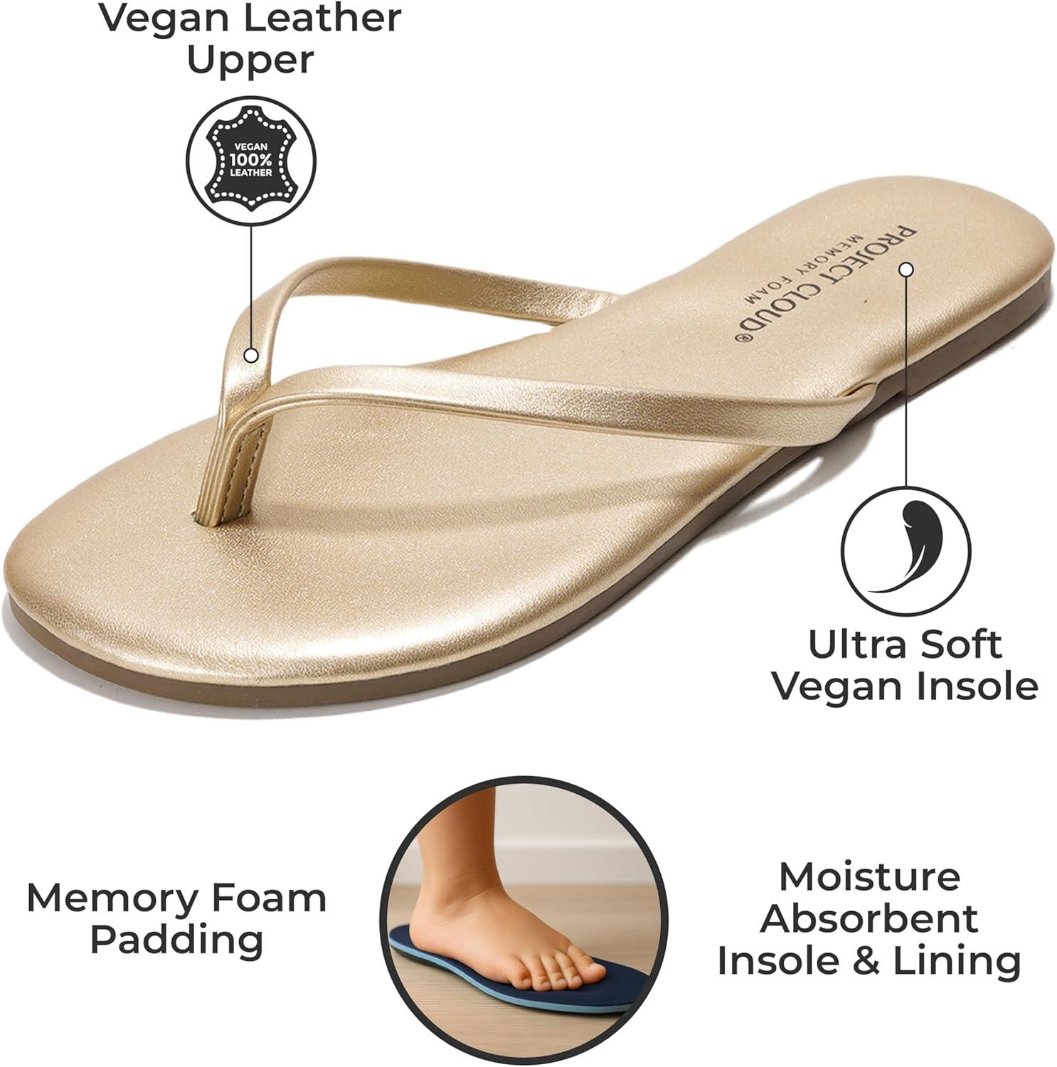 imageProject Cloud Kids Sandals For Girls Footwear with Memory Foam Insole Kids Flip Flops Lightweight ampamp Slip Resistant Girls Sandals Summer Beach Essentials Little FoundationsGold