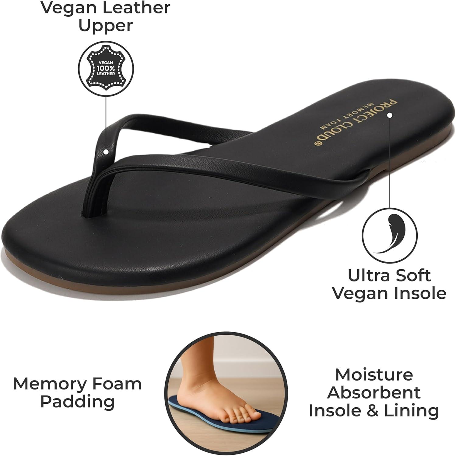 imageProject Cloud Kids Sandals For Girls Footwear with Memory Foam Insole Kids Flip Flops Lightweight ampamp Slip Resistant Girls Sandals Summer Beach Essentials Little FoundationsBlack