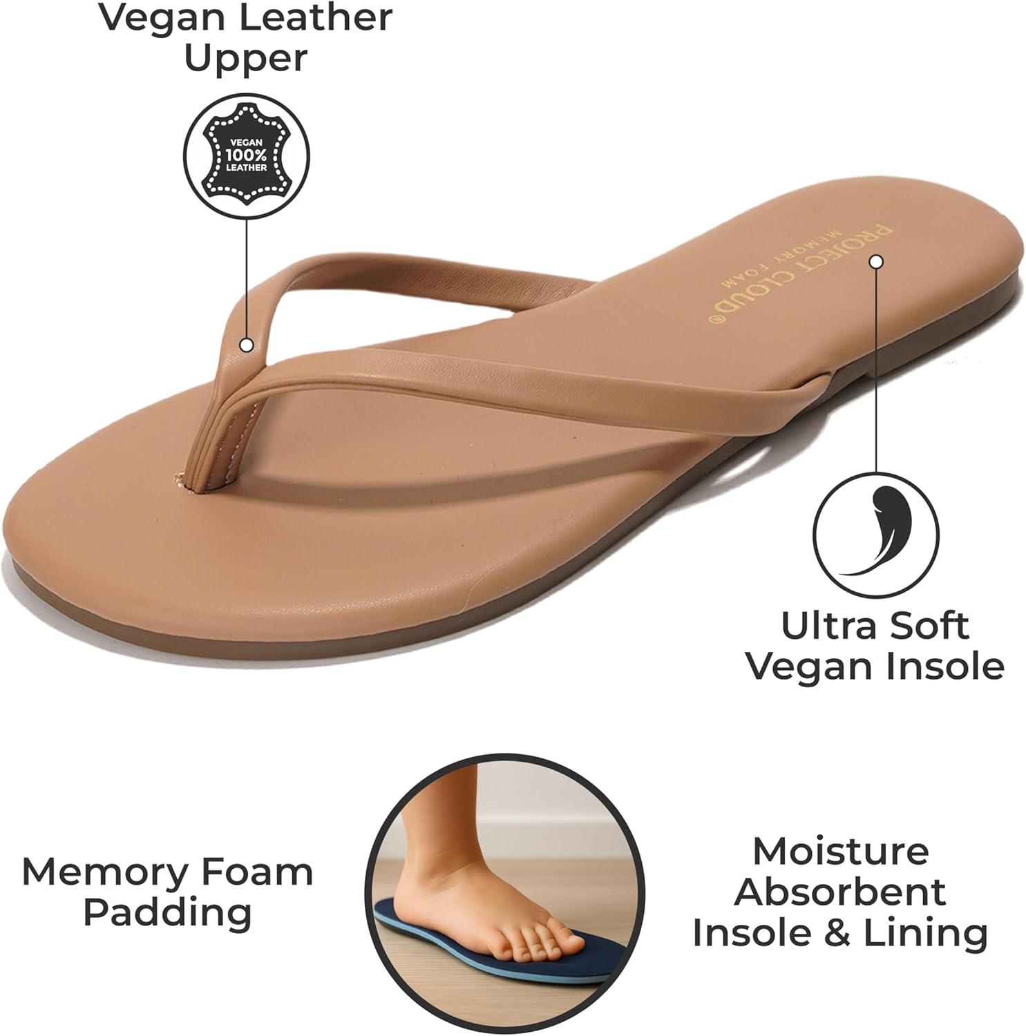 imageProject Cloud Kids Sandals For Girls Footwear with Memory Foam Insole Kids Flip Flops Lightweight ampamp Slip Resistant Girls Sandals Summer Beach Essentials Little FoundationsTaupe