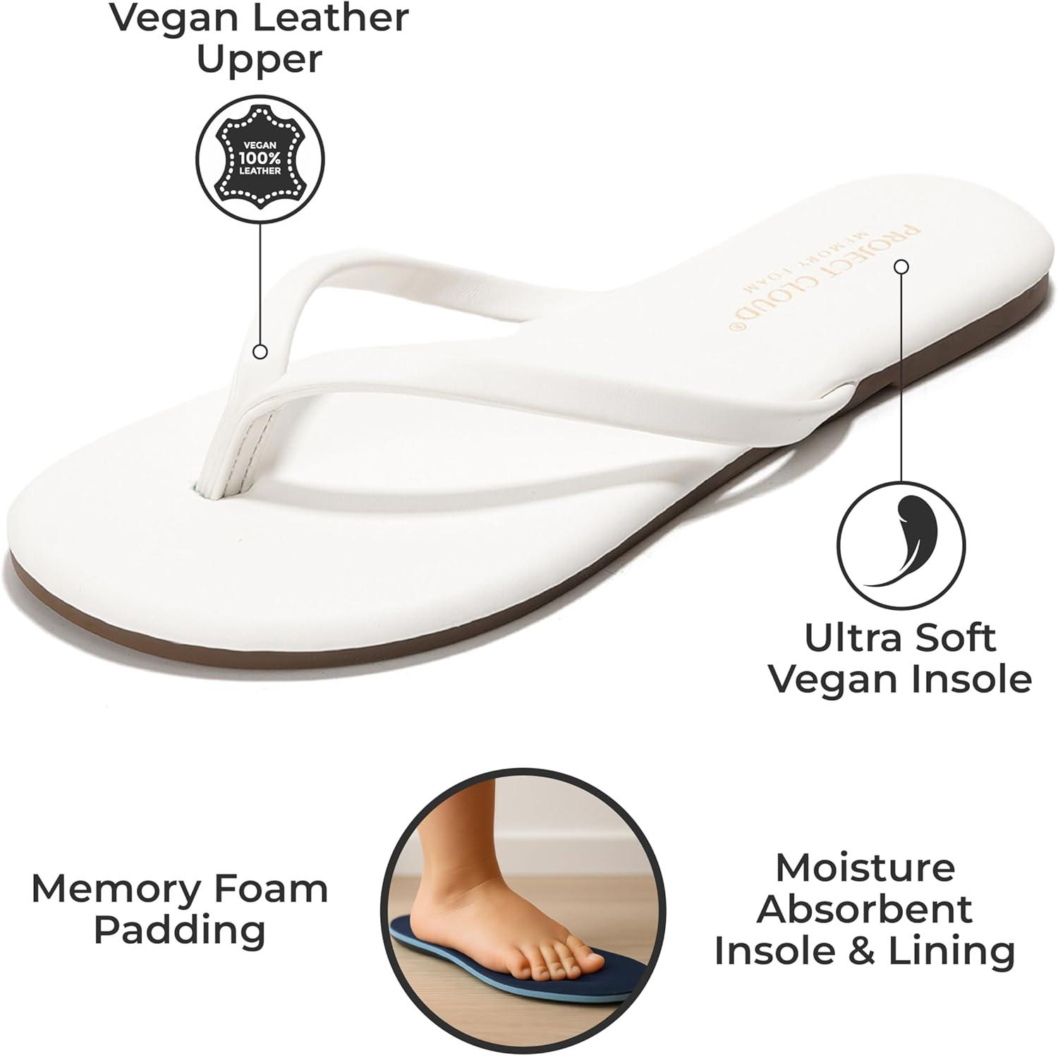 imageProject Cloud Kids Sandals For Girls Footwear with Memory Foam Insole Kids Flip Flops Lightweight ampamp Slip Resistant Girls Sandals Summer Beach Essentials Little FoundationsWhite