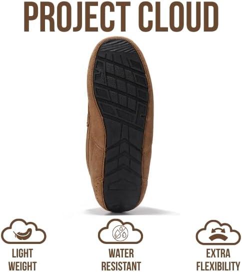 imageProject Cloud Mens Slippers 100 Genuine Leather with Memory Foam Insole Mens Shoes NonSlip and Lightweight Indoor and Outdoor Slippers for Men OswinChestnut Suede