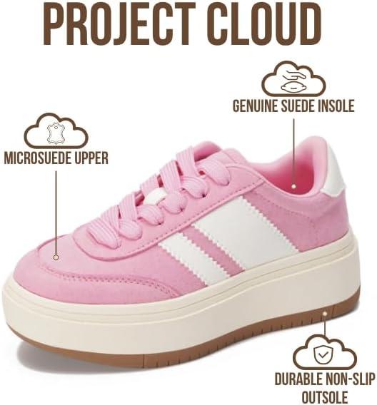 imageProject Cloud Platform Girls Sneakers Lightweight Memory Foam Insole Laceup Kids Shoes with Trendy Styles NonSlip Fashion Platform Boys and Girls Shoes Little NitaPink