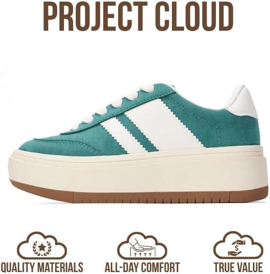 imageProject Cloud Platform Girls Sneakers Lightweight Memory Foam Insole Laceup Kids Shoes with Trendy Styles NonSlip Fashion Platform Boys and Girls Shoes Little NitaForest Green