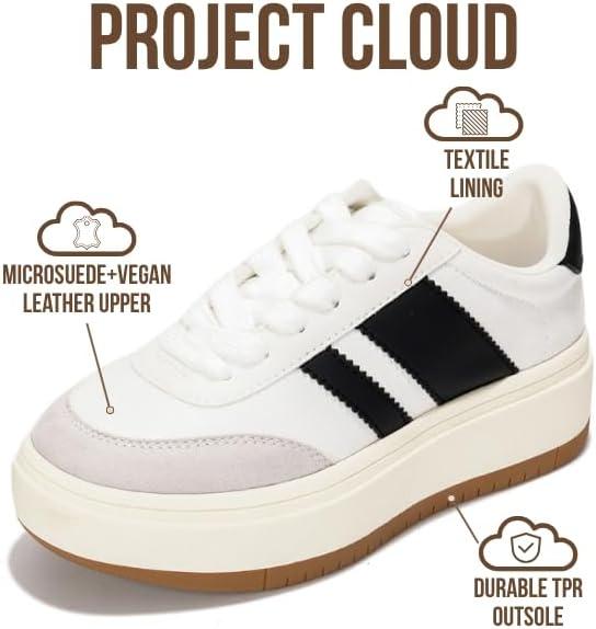 imageProject Cloud Platform Girls Sneakers Lightweight Memory Foam Insole Laceup Kids Shoes with Trendy Styles NonSlip Fashion Platform Boys and Girls Shoes Little NitaWhite