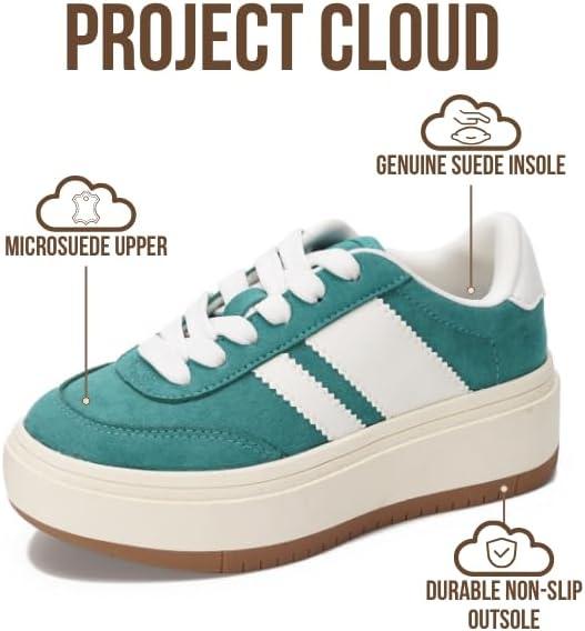 imageProject Cloud Platform Girls Sneakers Lightweight Memory Foam Insole Laceup Kids Shoes with Trendy Styles NonSlip Fashion Platform Boys and Girls Shoes Little NitaForest Green