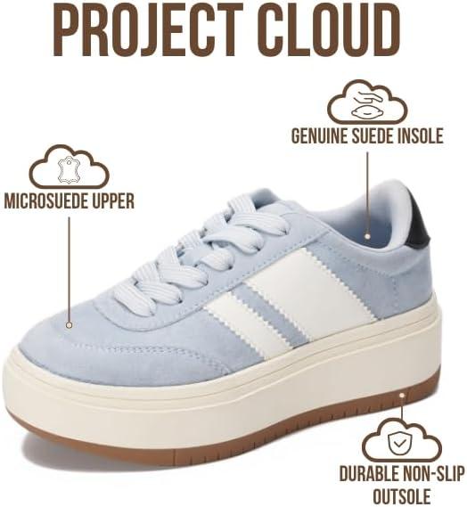 imageProject Cloud Platform Girls Sneakers Lightweight Memory Foam Insole Laceup Kids Shoes with Trendy Styles NonSlip Fashion Platform Boys and Girls Shoes Little NitaSky Blue