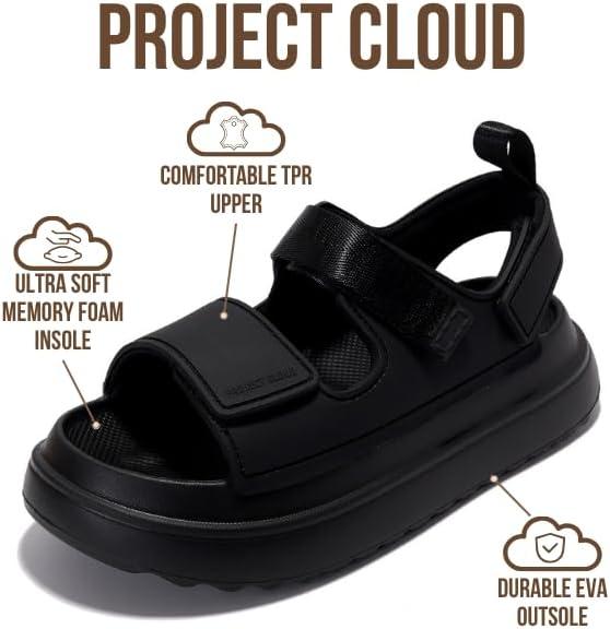 imageProject Cloud Platform Sandals for Women 2025 Memory Foam Insole Lightweight ampamp SlipResistant Womens Sandals Stylish BeachReady Waterproof Women Footwear GoldieBlack