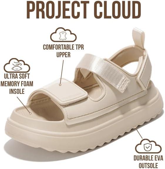 imageProject Cloud Platform Sandals for Women 2025 Memory Foam Insole Lightweight ampamp SlipResistant Womens Sandals Stylish BeachReady Waterproof Women Footwear GoldieNude